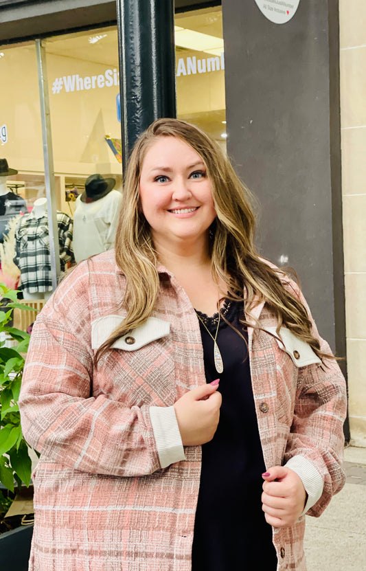 Curvy Pink Tweed Jacket